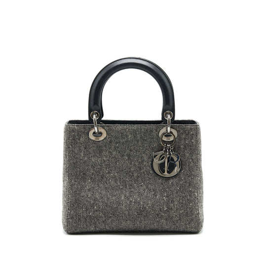 Dior Lady Dior Medium Fabric Dark Grey