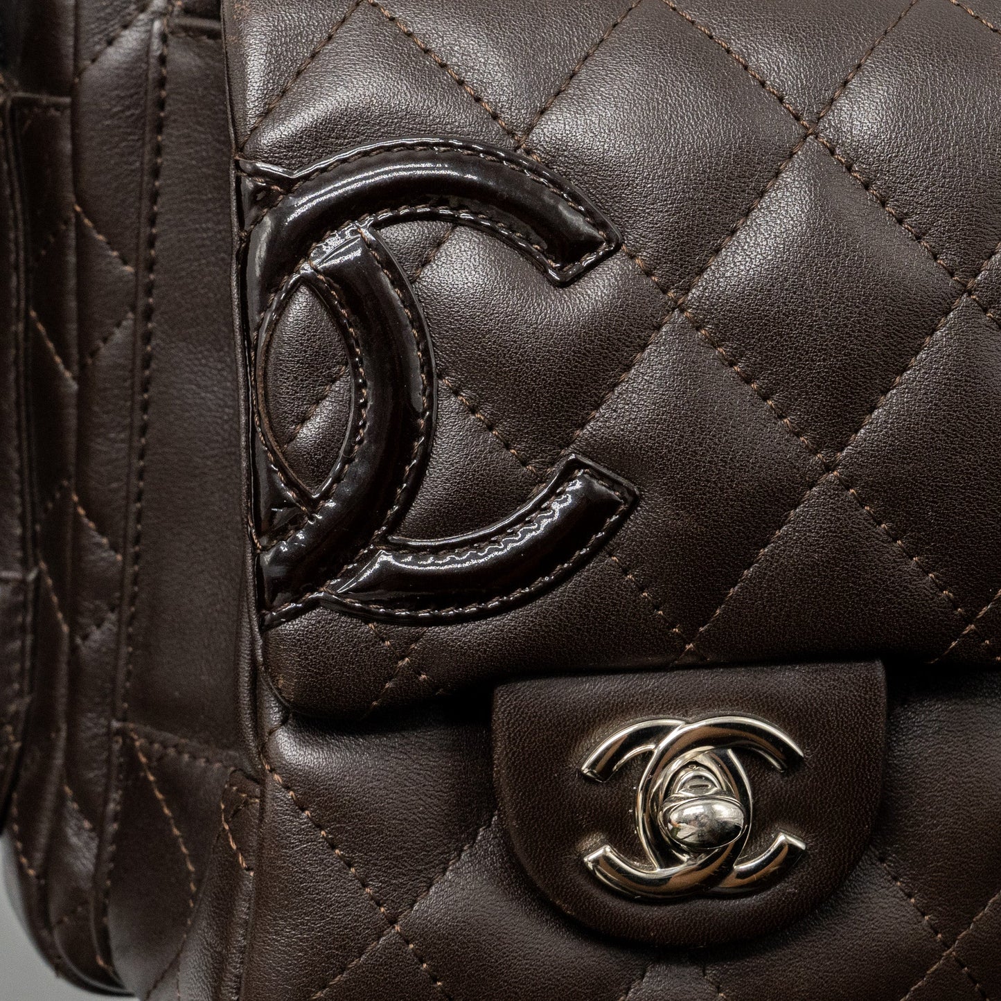 Chanel  Cambo Reporter Bag Calfskin Dark Brown