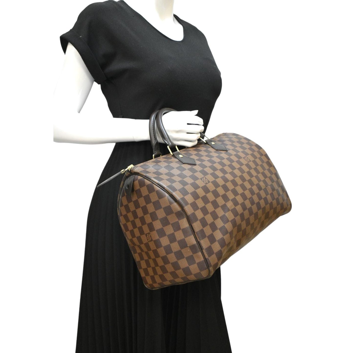 LOUIS VUITTON  35 Damier Ebene Satchel Bag Brown