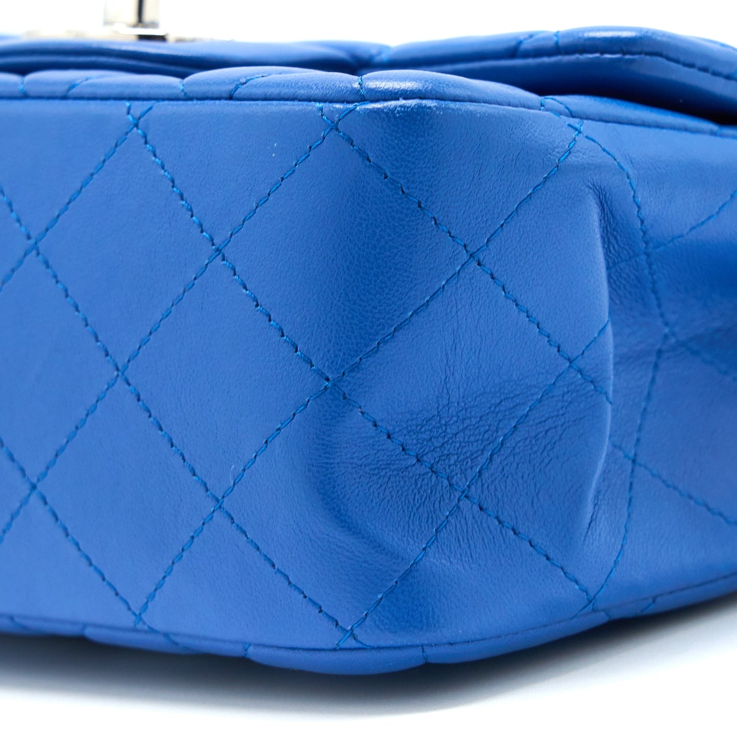 Chanel Mini Square Flap Bag Lambskin Blue