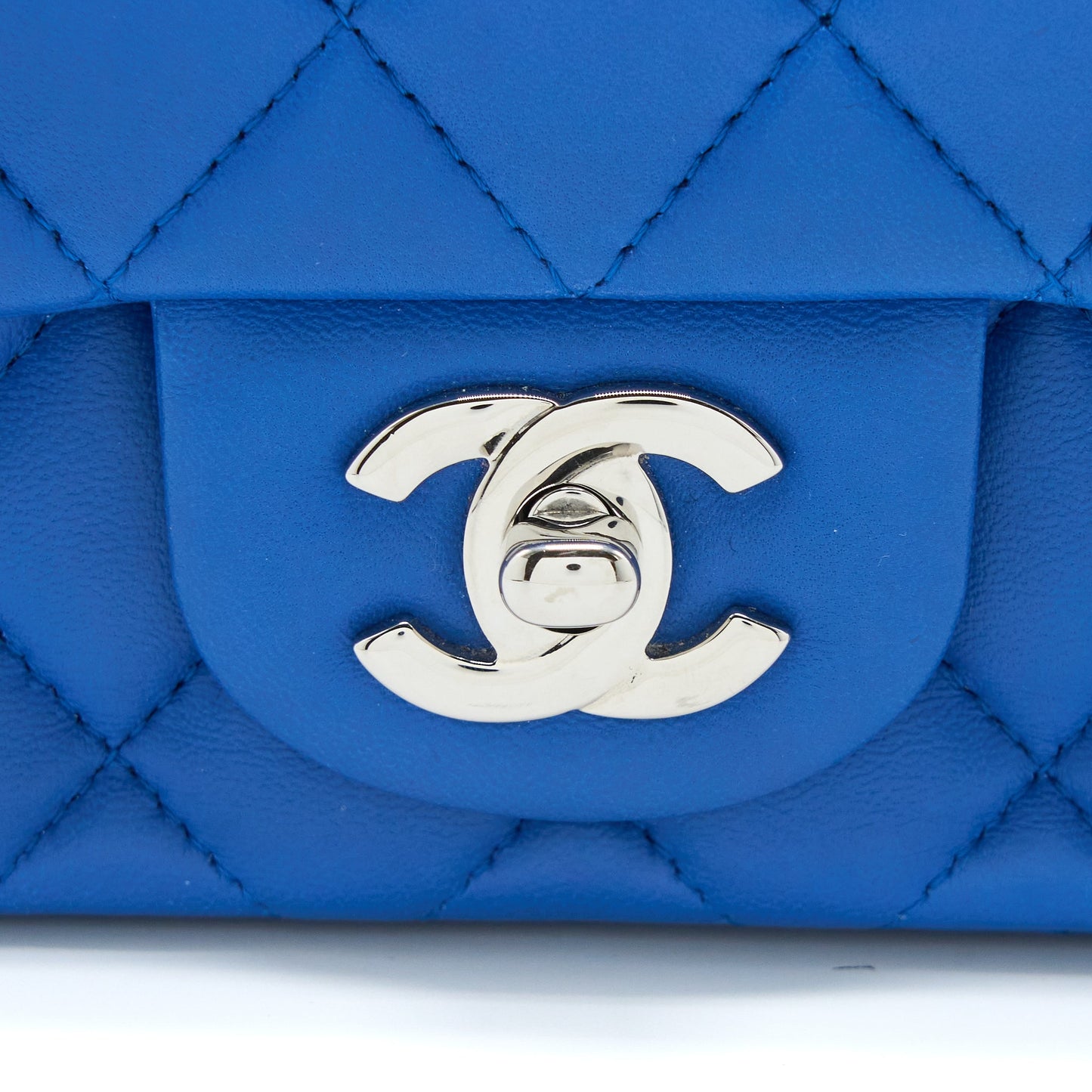 Chanel Mini Square Flap Bag Lambskin Blue