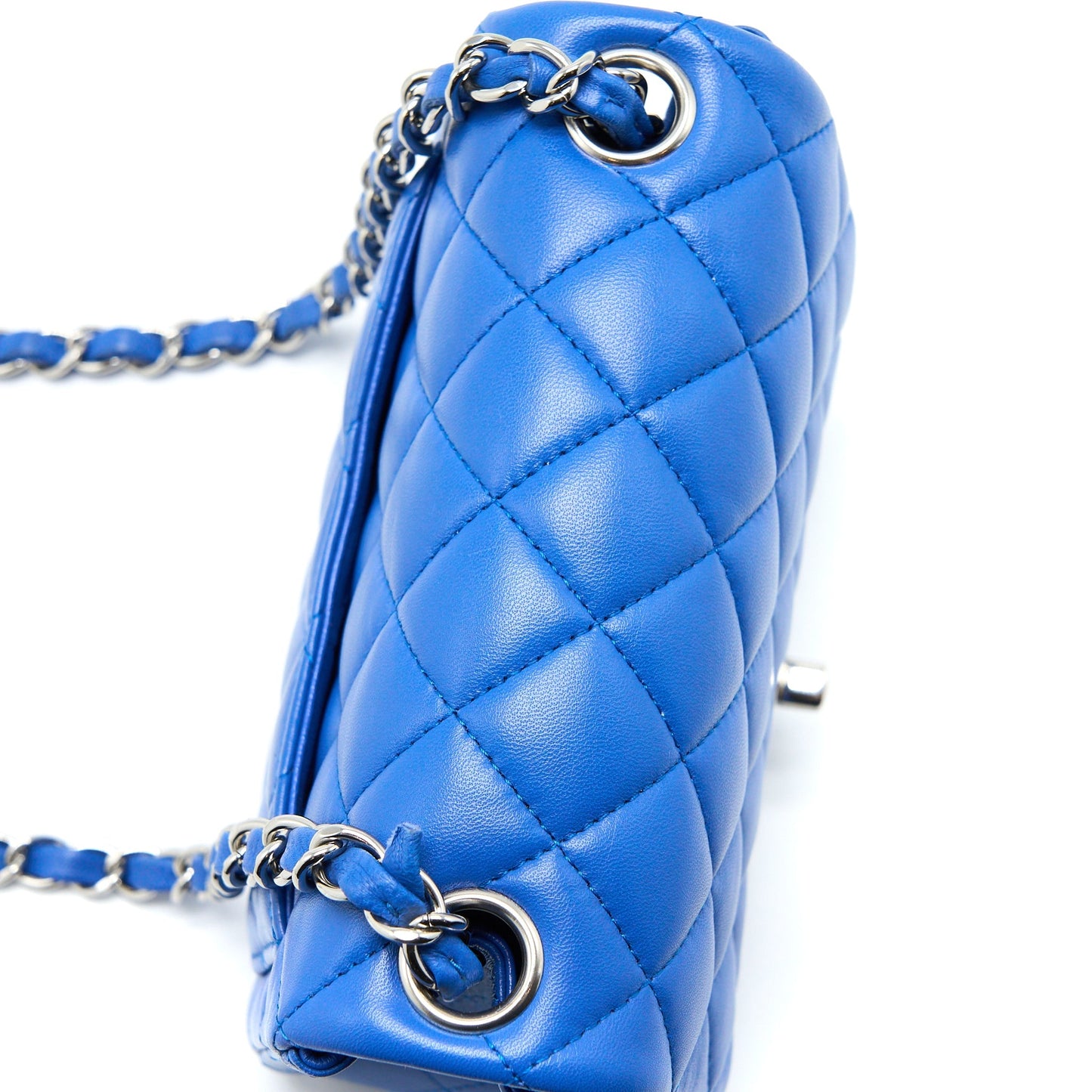 Chanel Mini Square Flap Bag Lambskin Blue