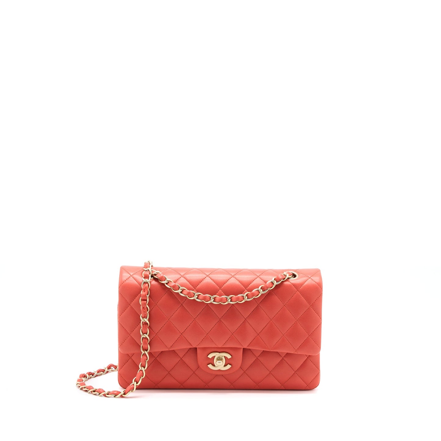 Chanel Medium Classic Double Flap Bag Lambskin Coral Brushed
