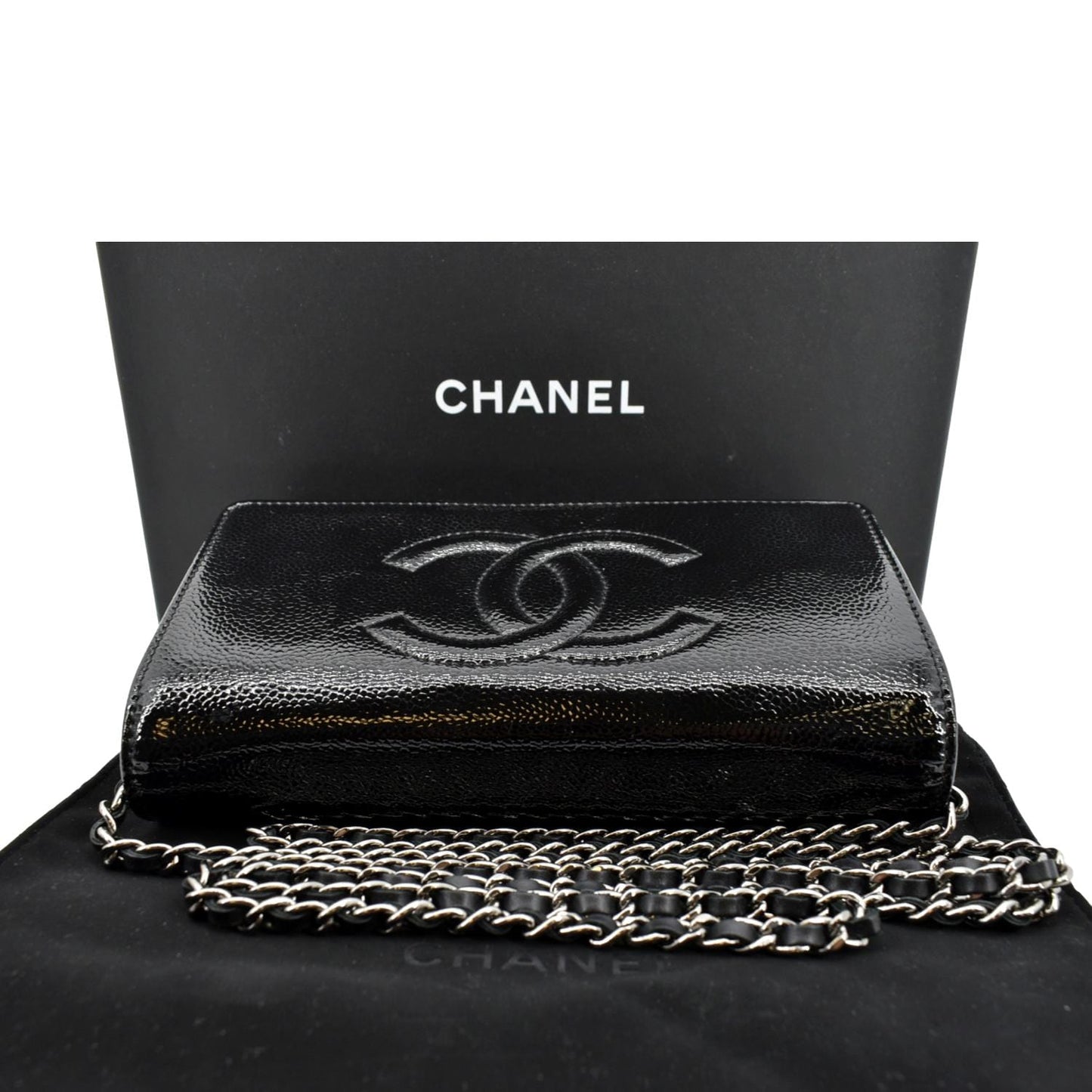 CHANEL CC WOC Caviar Leather Wallet on Chain Shoulder Bag Black