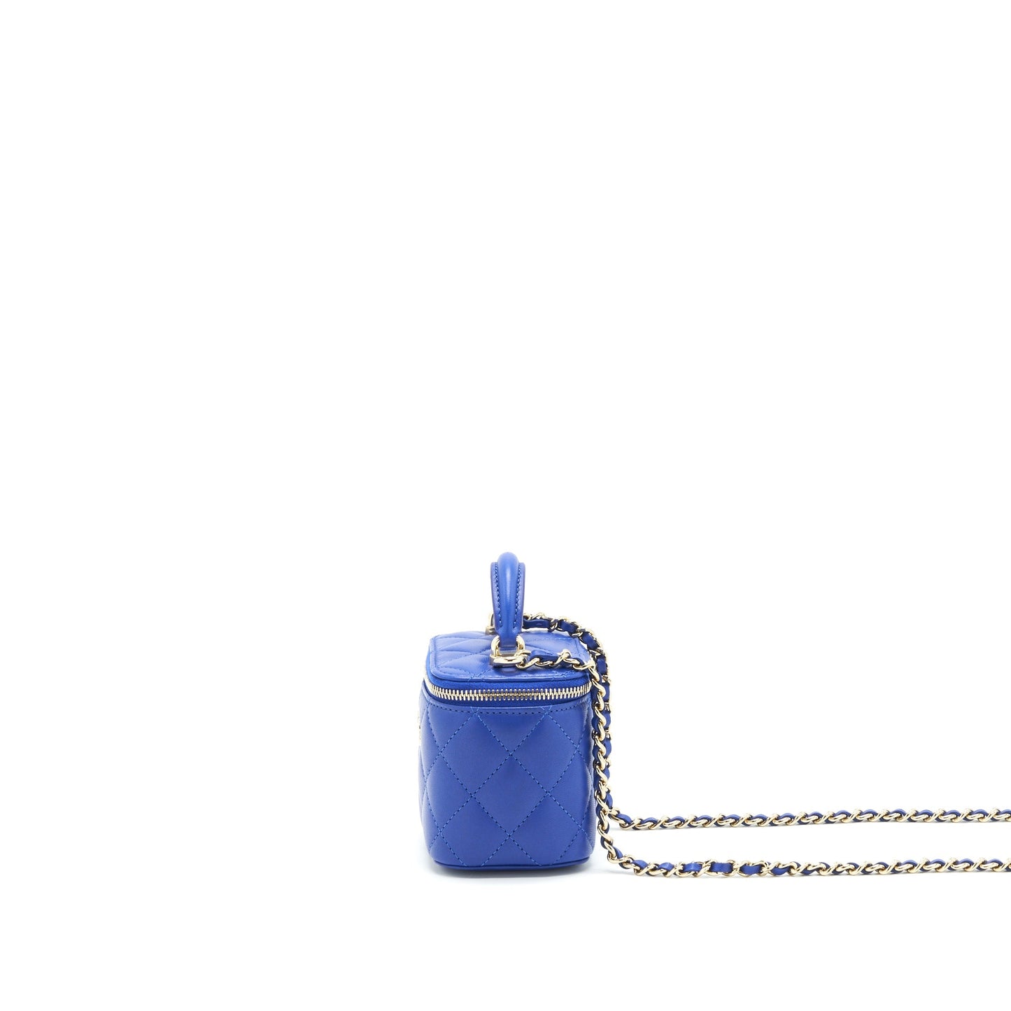 Chanel 21K mini Top handle Vanity with Chain Blue L