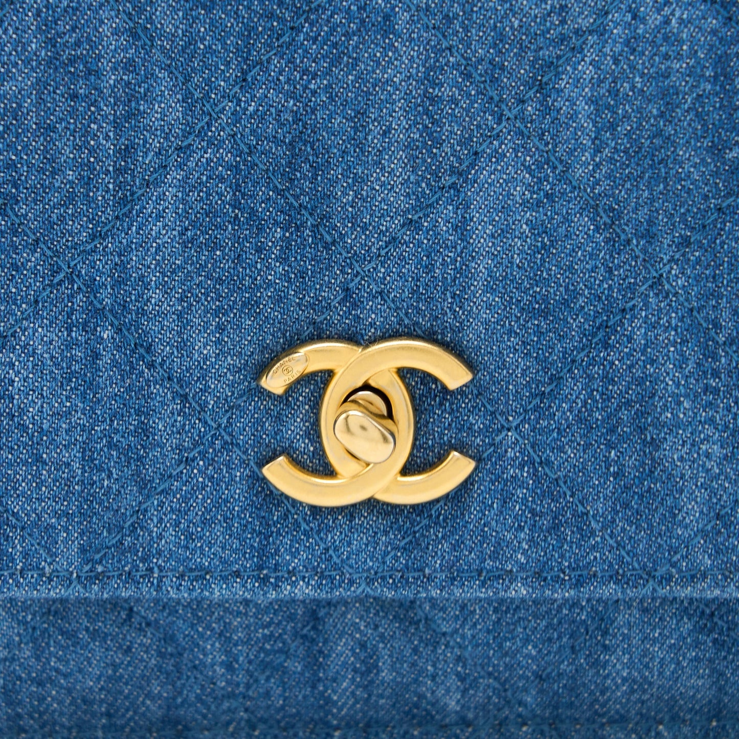 Chanel Pearl Crush Wallet on Chain Denim Light Blue  (Microchip)