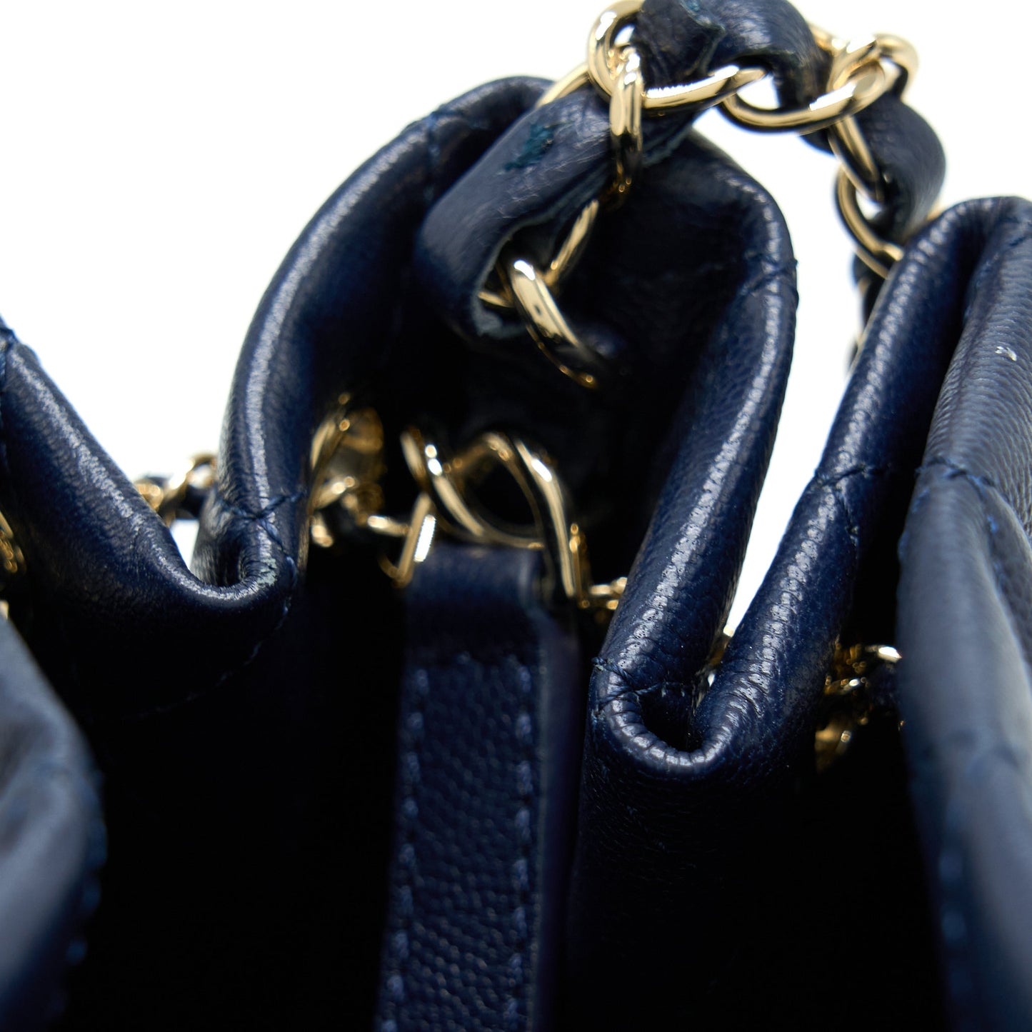 Chanel Top Handle Bucket Bag Caviar Navy Blue L