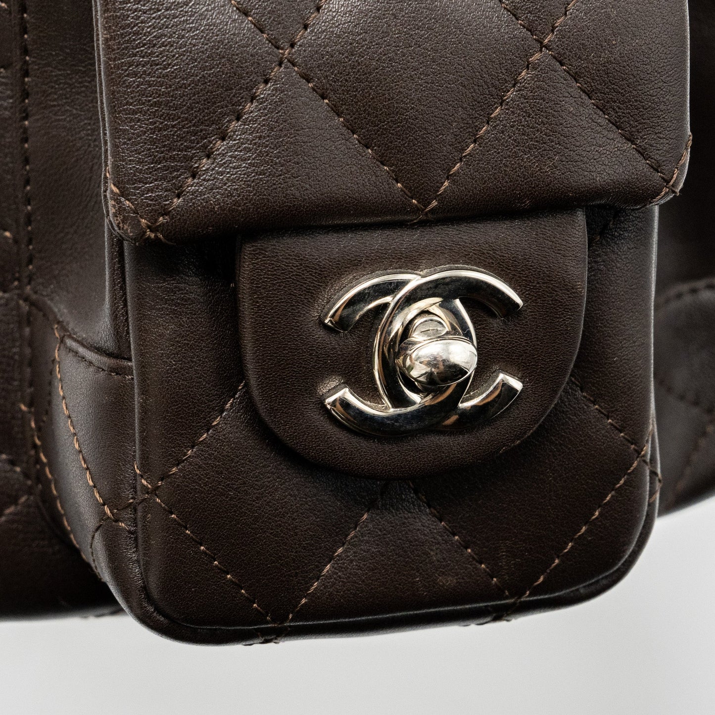 Chanel  Cambo Reporter Bag Calfskin Dark Brown