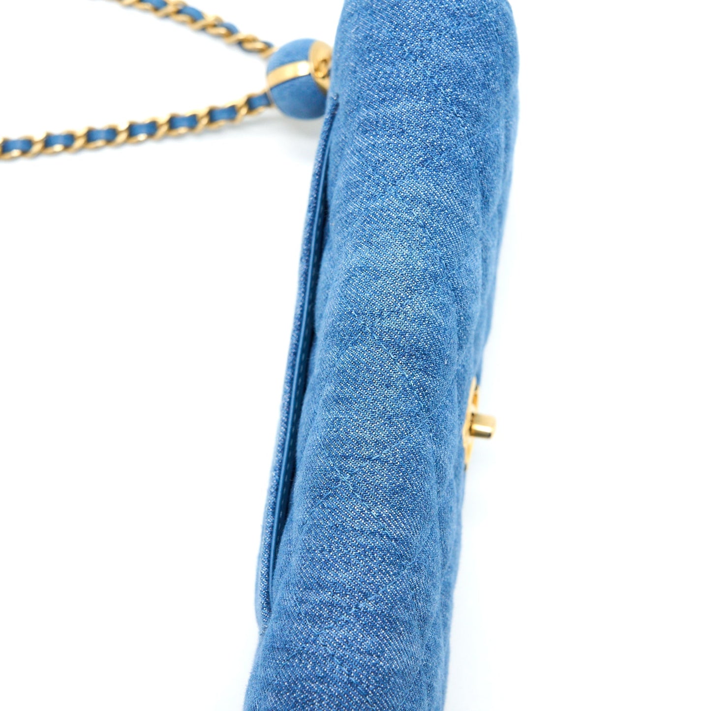 Chanel Pearl Crush Wallet on Chain Denim Light Blue  (Microchip)