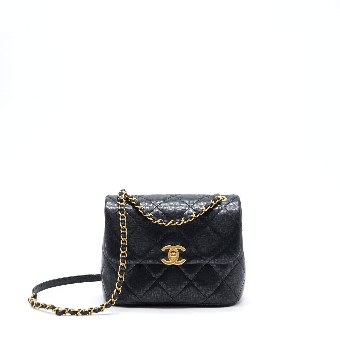 Chanel 22P New Square Flap Bag Caviar Black