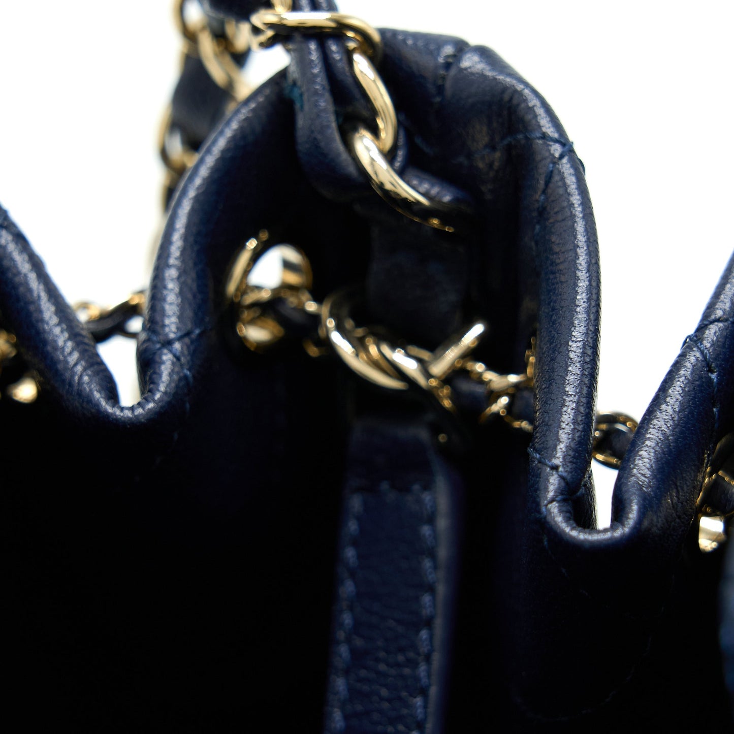 Chanel Top Handle Bucket Bag Caviar Navy Blue L