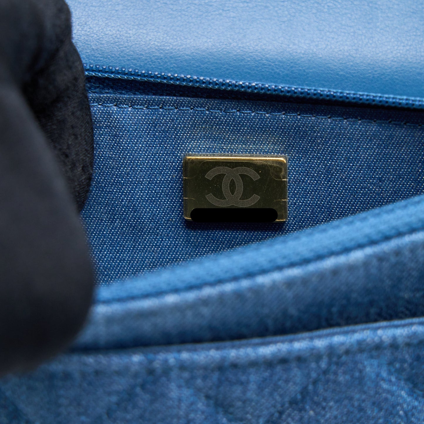 Chanel Pearl Crush Wallet on Chain Denim Light Blue  (Microchip)