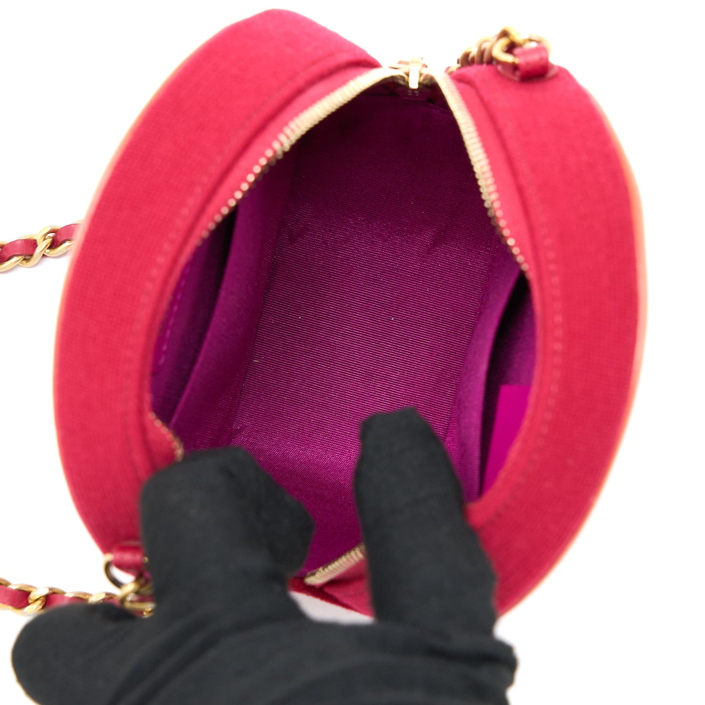 Chanel Round Clutch with Chain Fabric Multicolour