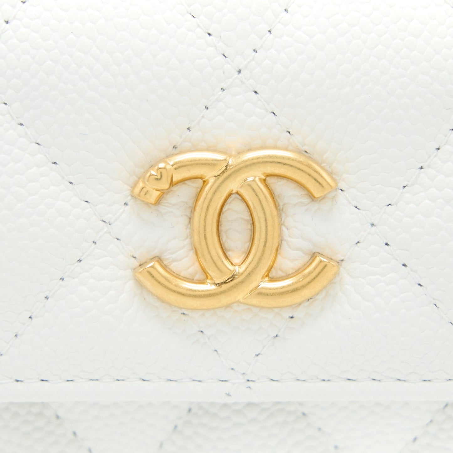 Chanel 23C Coco Love Mini Flap Bag with Chain Caviar White Brushed  (Microchip)