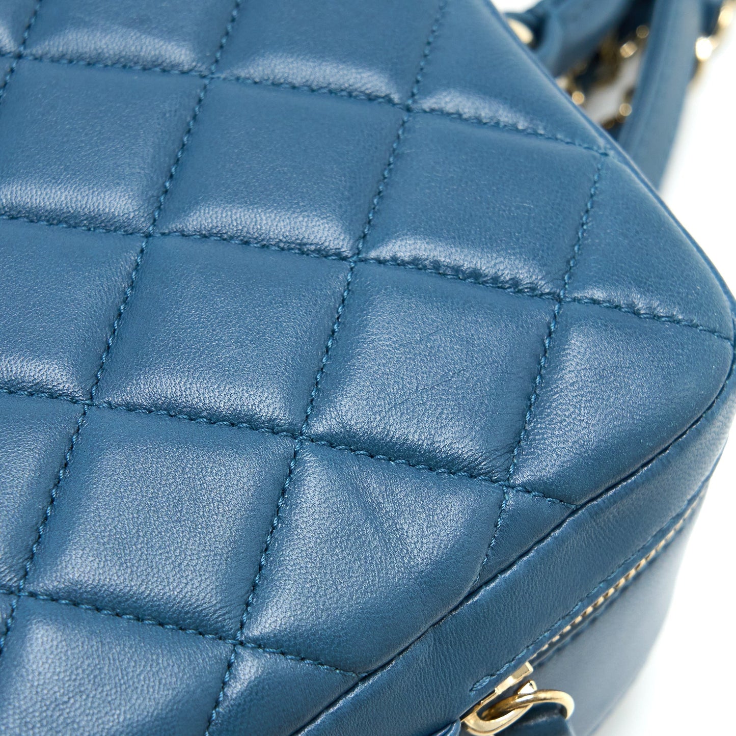 Chanel Quilted Large Trendy CC Bowling Bag Lambskin Blue L