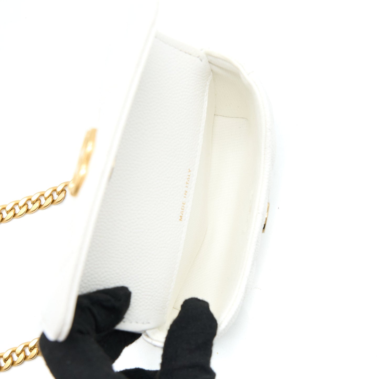 Chanel 23C Coco Love Mini Flap Bag with Chain Caviar White Brushed  (Microchip)