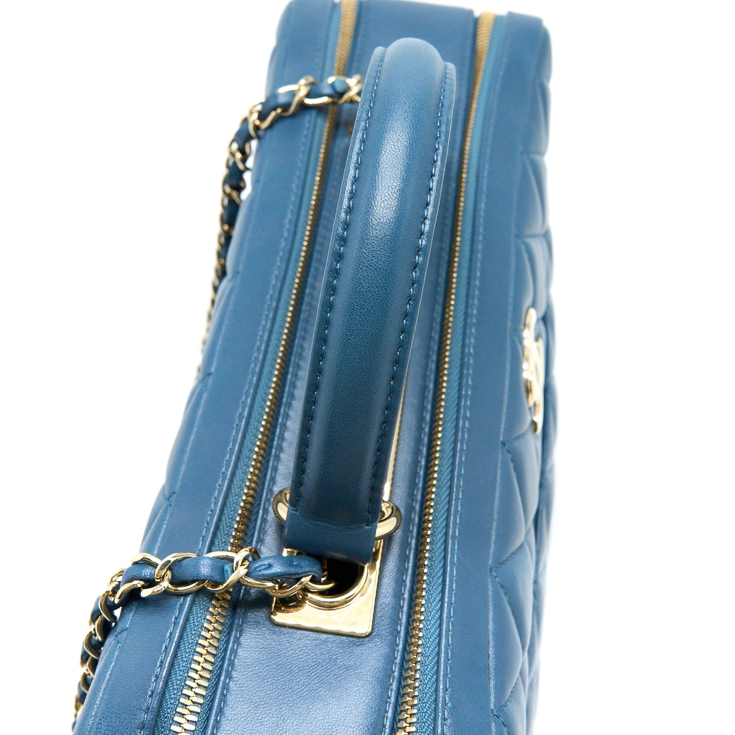 Chanel Quilted Large Trendy CC Bowling Bag Lambskin Blue L