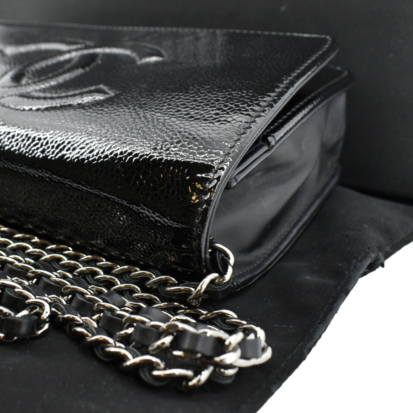 CHANEL CC WOC Caviar Leather Wallet on Chain Shoulder Bag Black