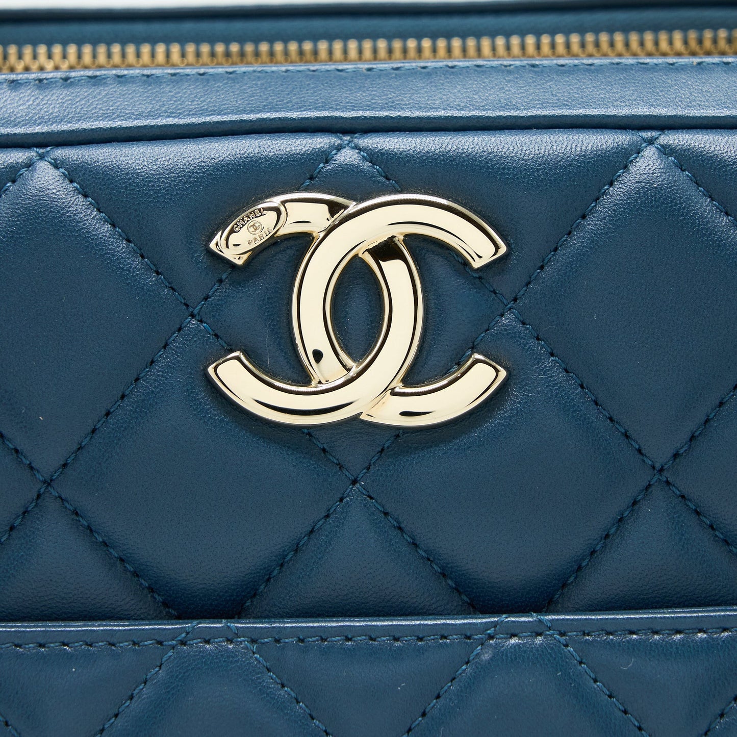 Chanel Quilted Large Trendy CC Bowling Bag Lambskin Blue L