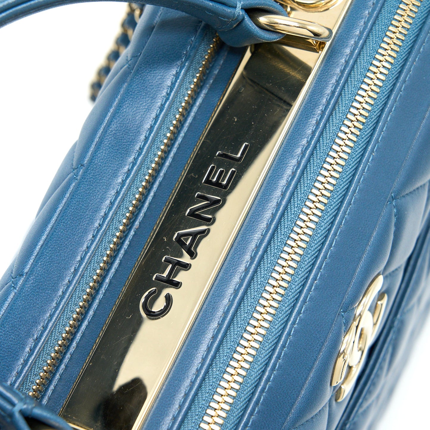 Chanel Quilted Large Trendy CC Bowling Bag Lambskin Blue L