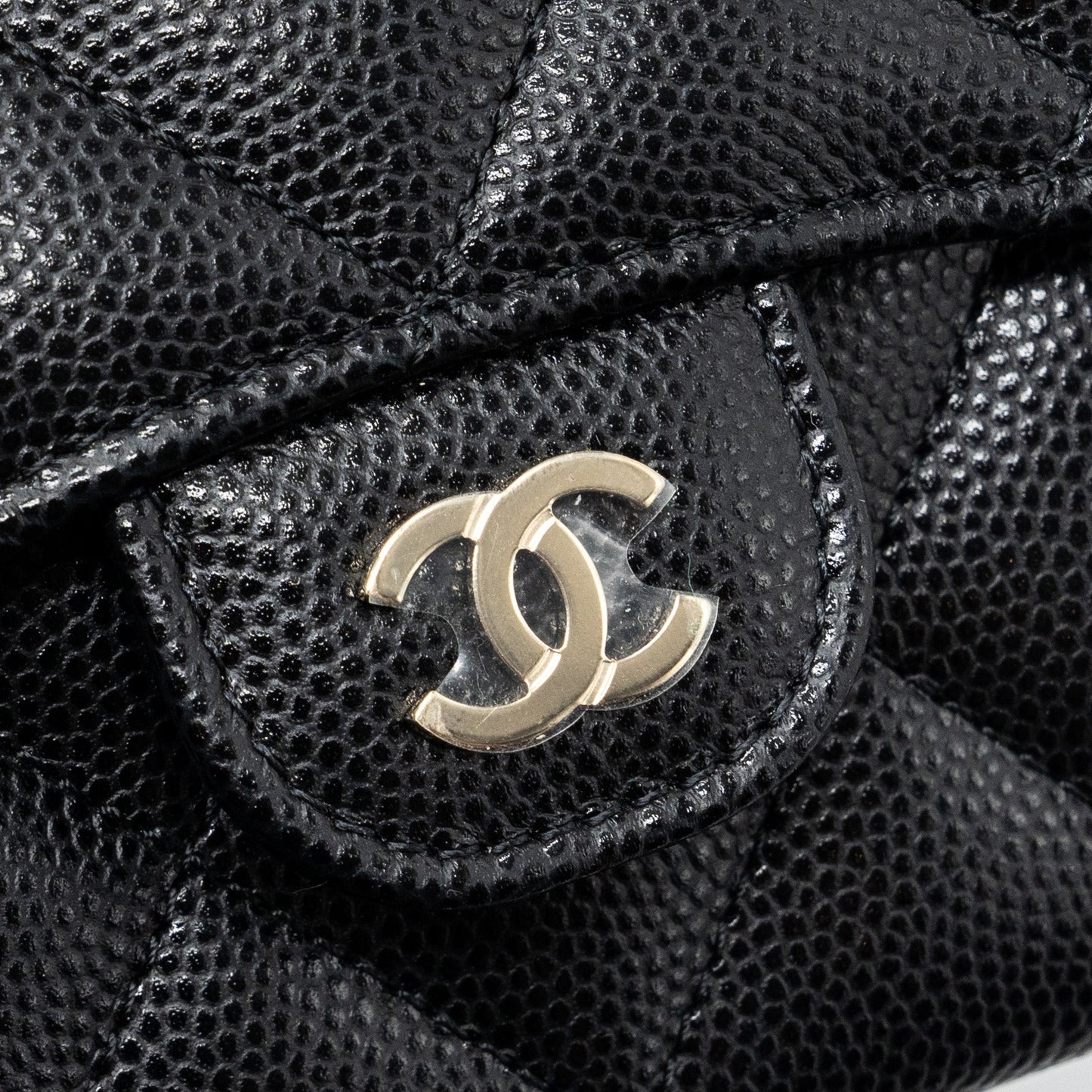 Chanel Card Holder With Chain Caviar Black L