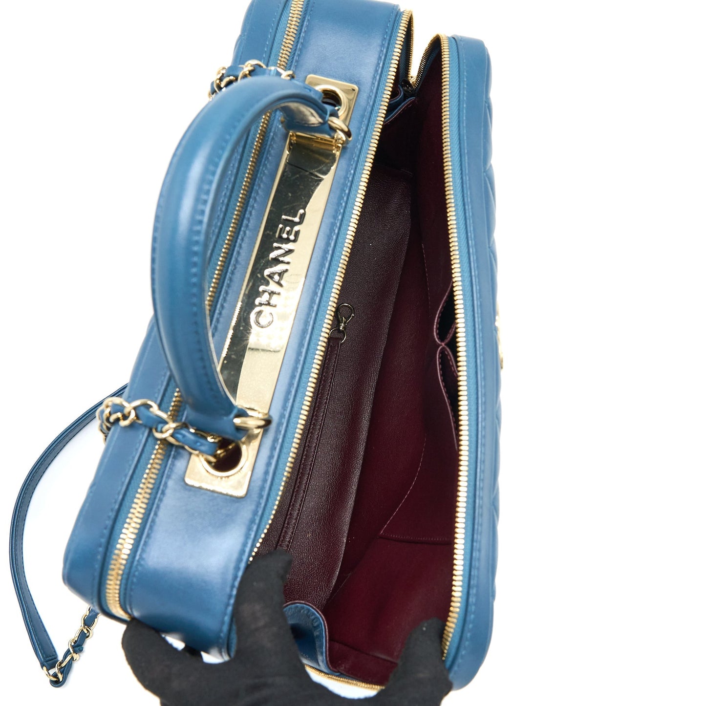 Chanel Quilted Large Trendy CC Bowling Bag Lambskin Blue L