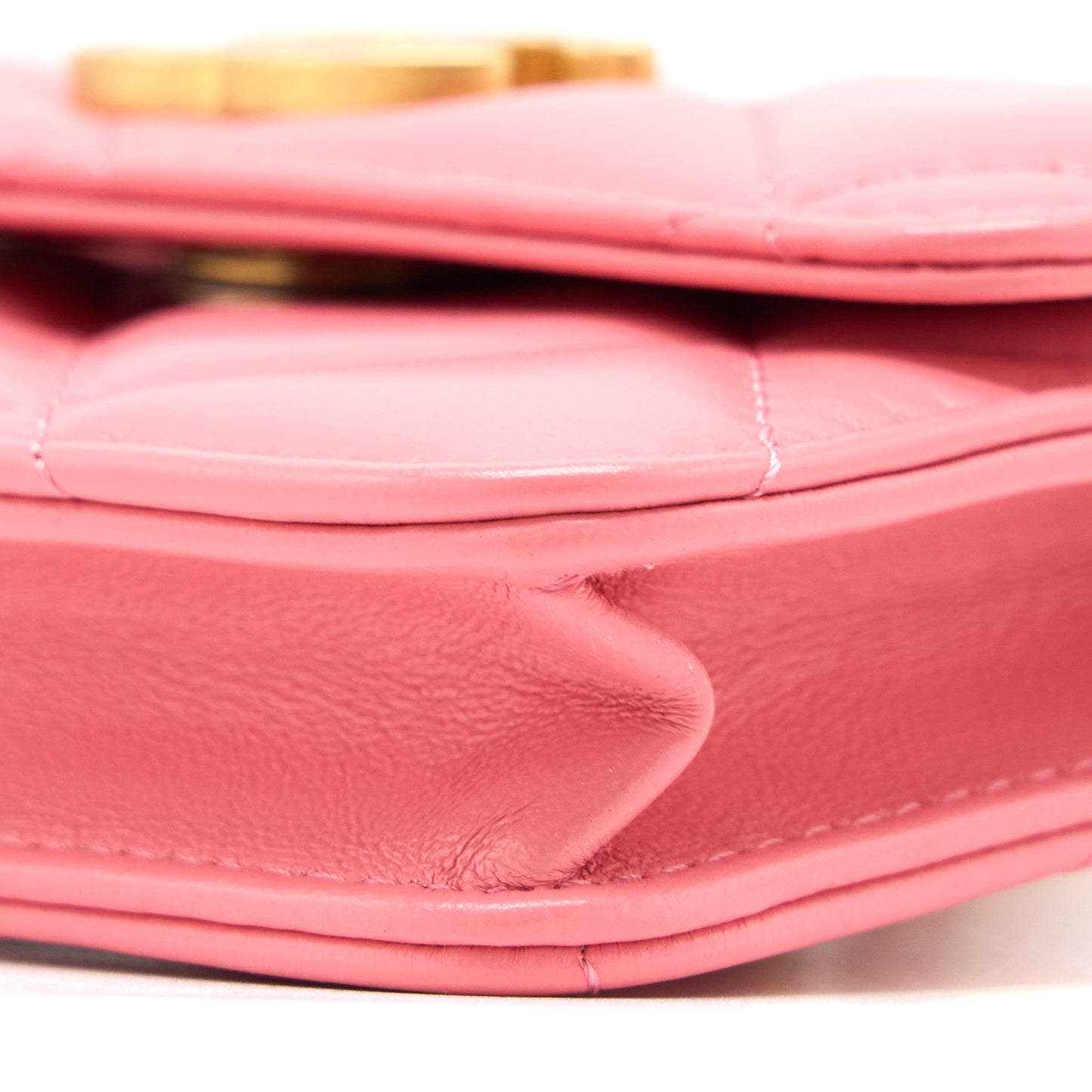 Chanel Mini Flap Waist Bag Enamel Logo Lambskin Pink