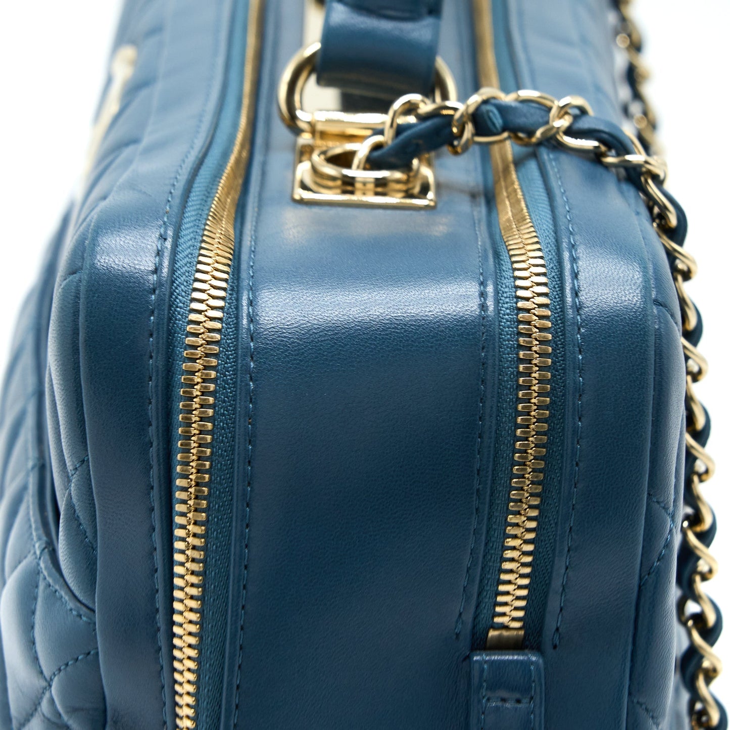 Chanel Quilted Large Trendy CC Bowling Bag Lambskin Blue L