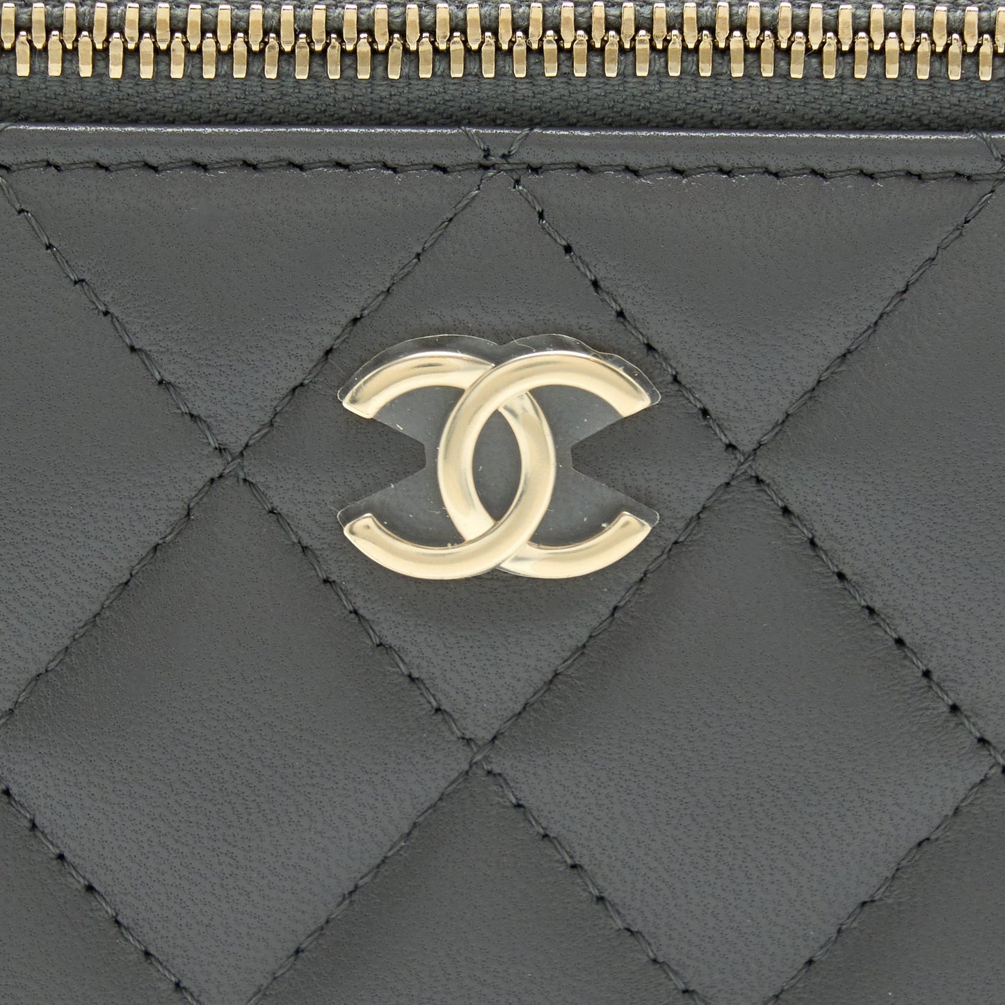 Chanel 22A Top Handle Long Vanity With Chain Lambskin Grey L