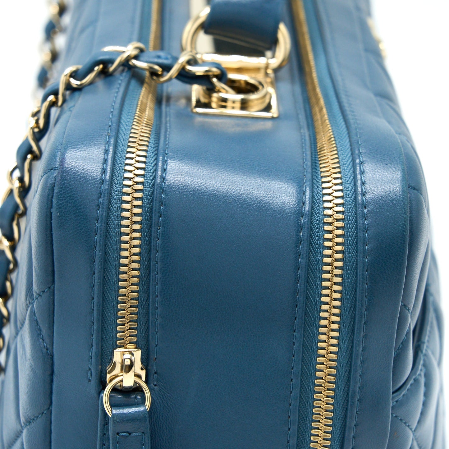 Chanel Quilted Large Trendy CC Bowling Bag Lambskin Blue L