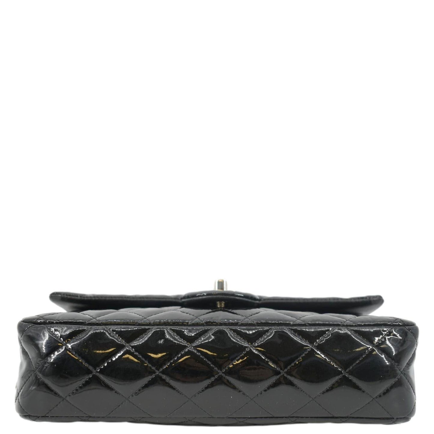 CHANEL Classic Medium Double Flap Patent Leather Shoulder Bag Black