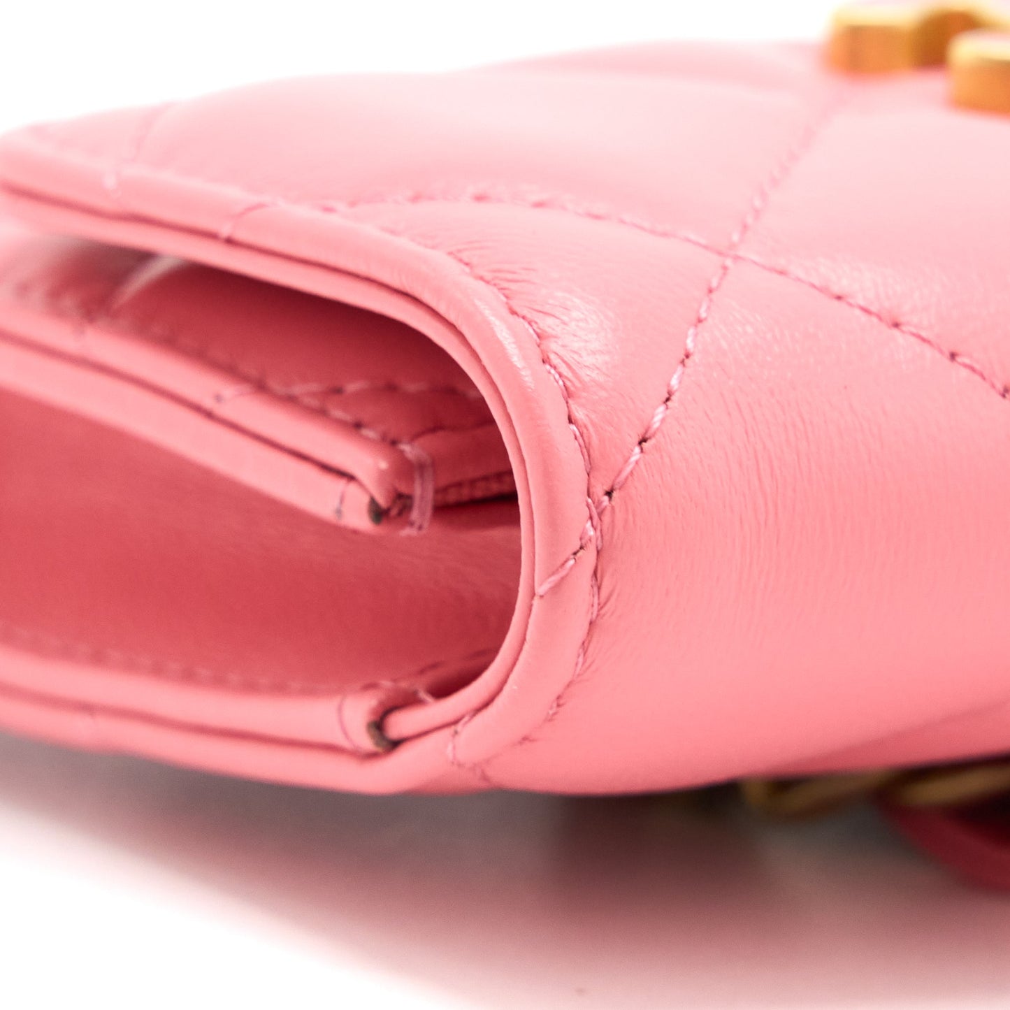 Chanel Mini Flap Waist Bag Enamel Logo Lambskin Pink