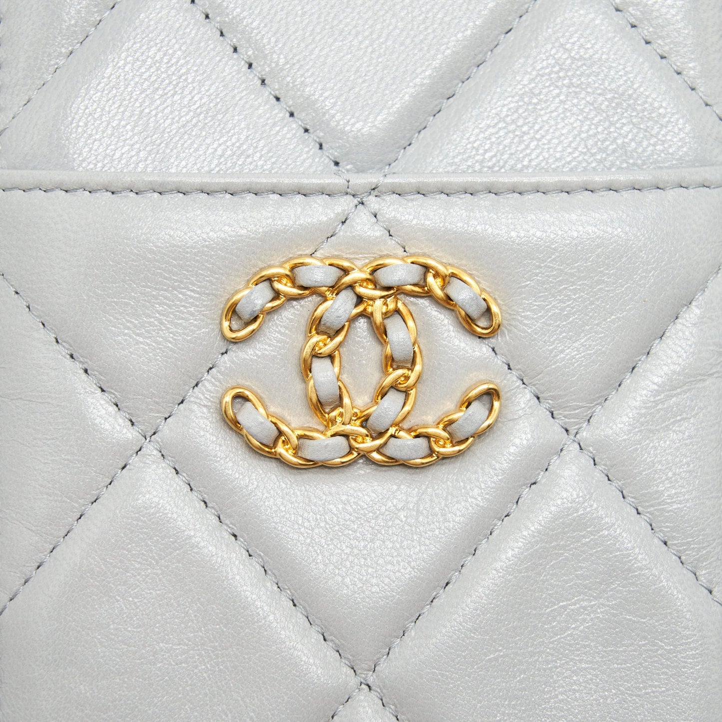 Chanel 19 Phone And Card Holder Small pouch Lambskin Grey