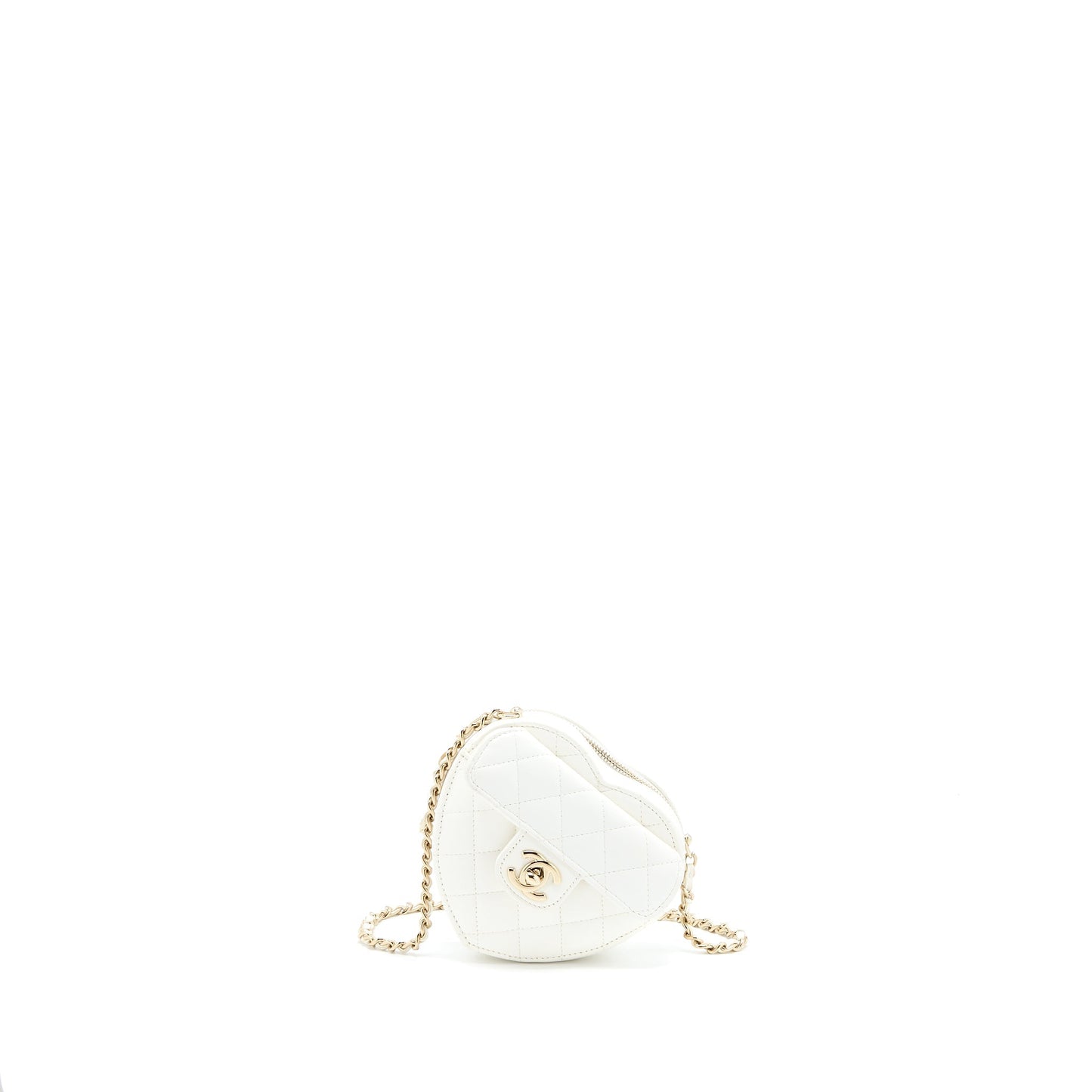 Chanel Small Heart Bag Lambskin White L