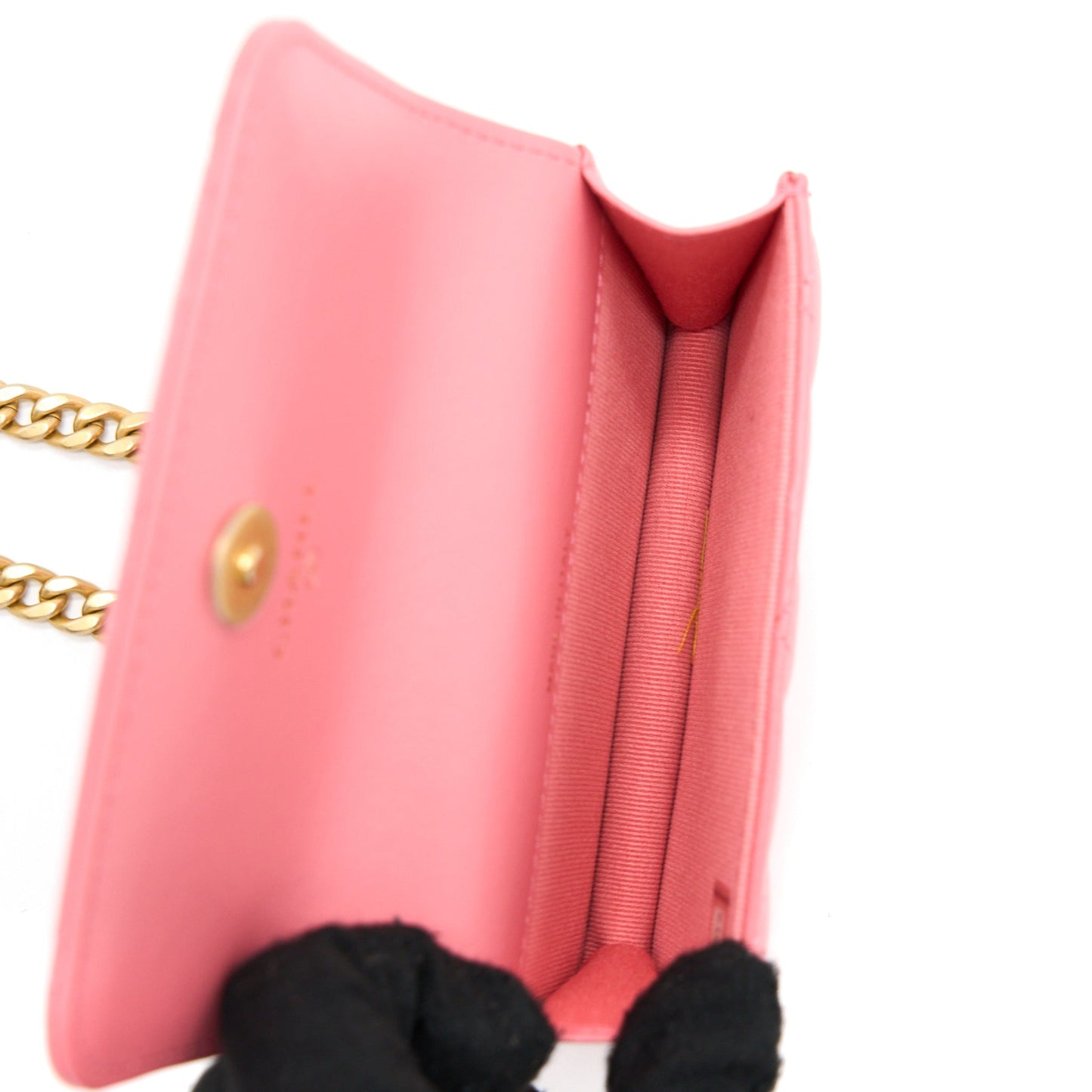 Chanel Mini Flap Waist Bag Enamel Logo Lambskin Pink