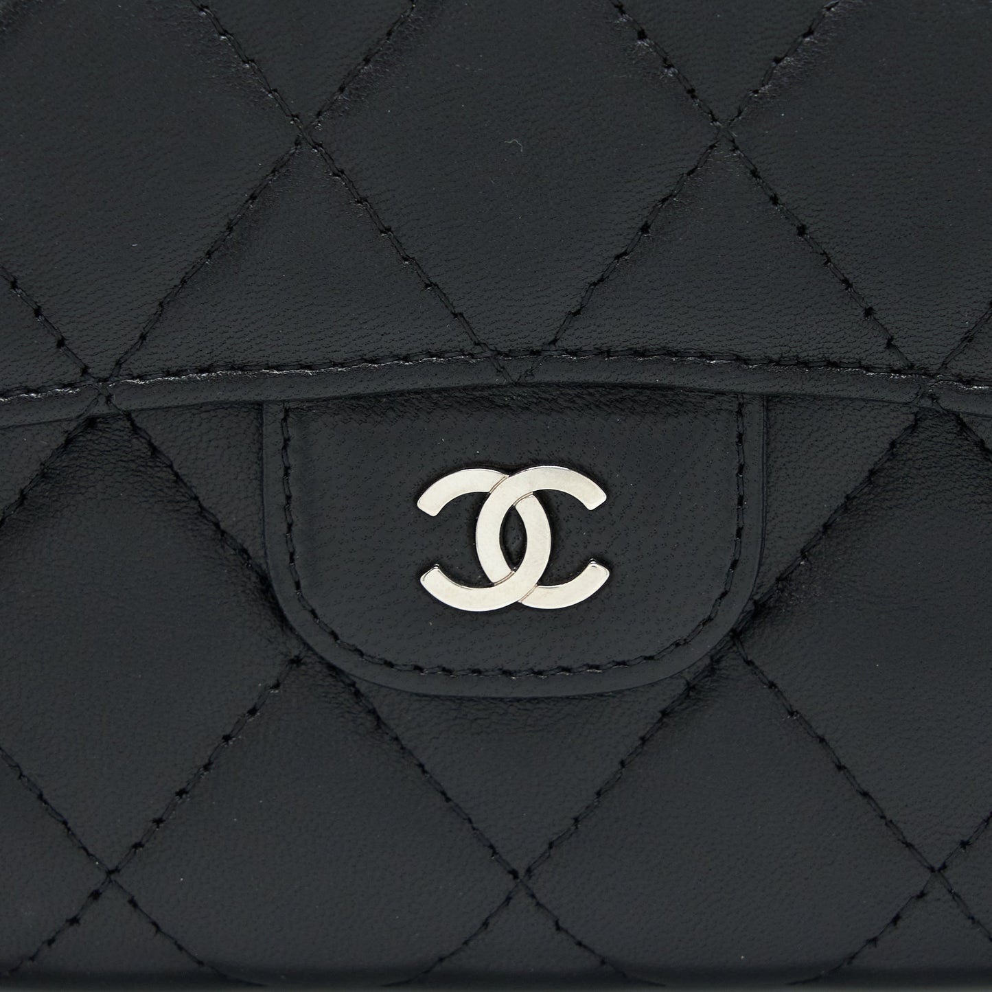 Chanel Long Flap Wallet Lambskin Black