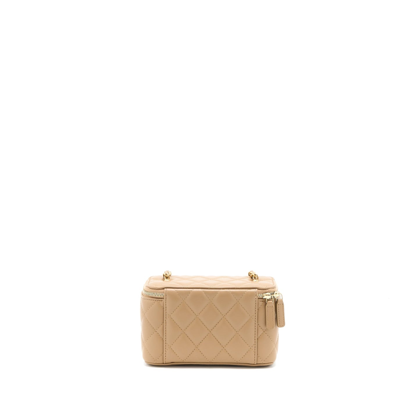 Chanel Pearl Crush Long Vanity Case Lambskin Dark Beige