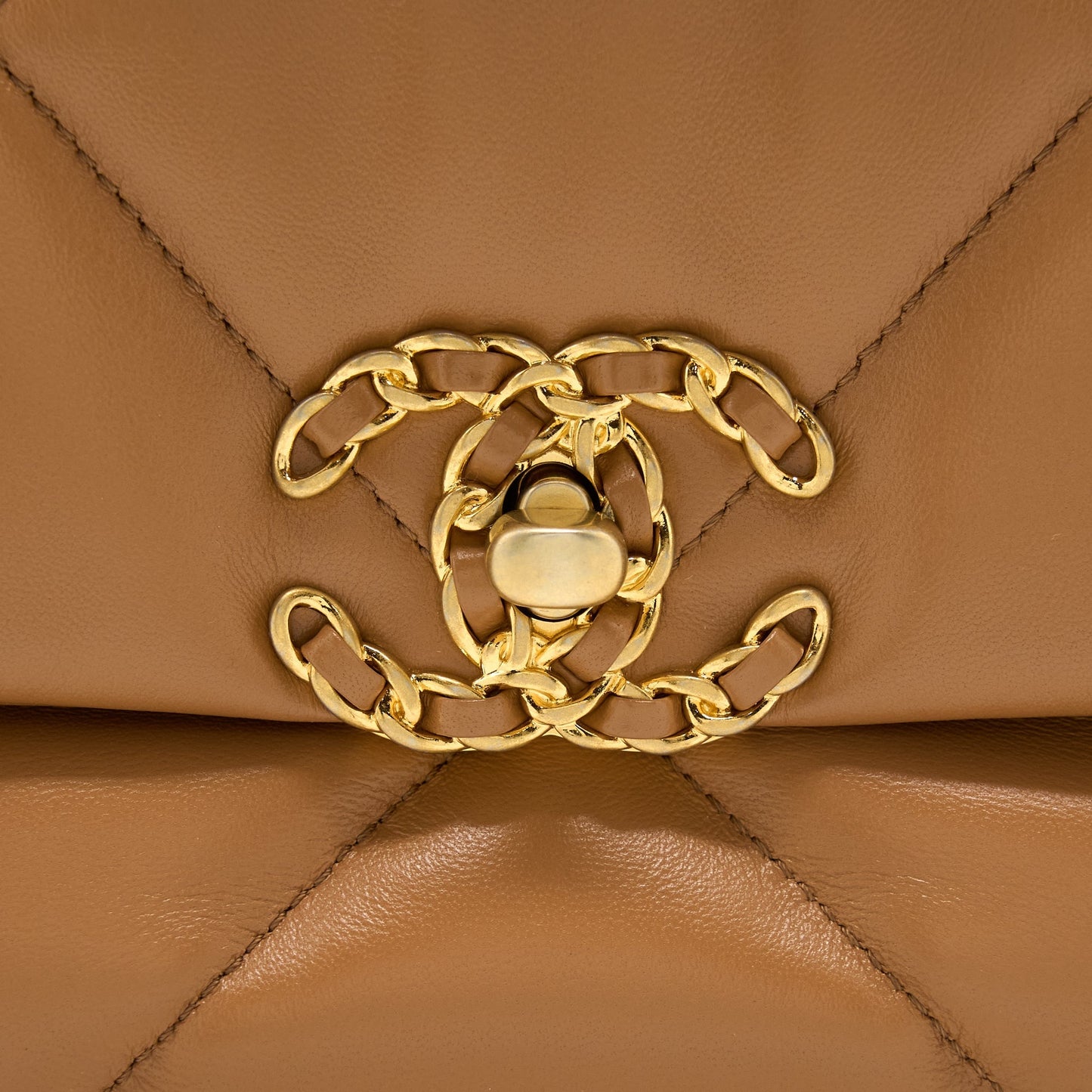 Chanel 22A Small 19 Bag Lambskin Caramel  (Microchip)