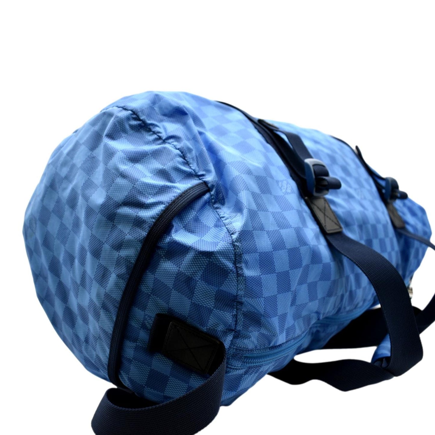 LOUIS VUITTON  Keepall 50 Adventure Practical Nylon Damier Masai Duffle Travel Bag Blue - Final Sale
