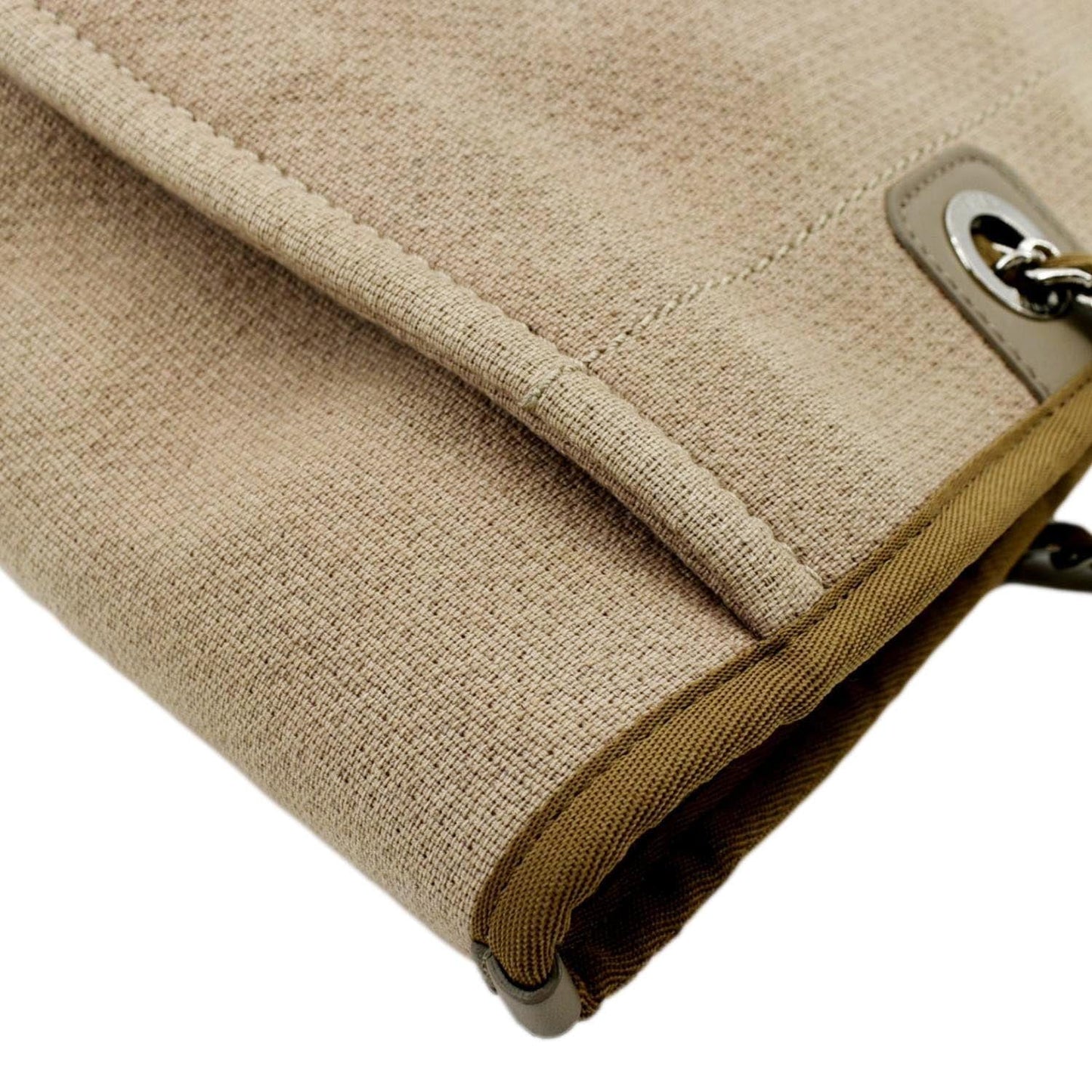 CHANEL Deauville Canvas Tote Bag Beige