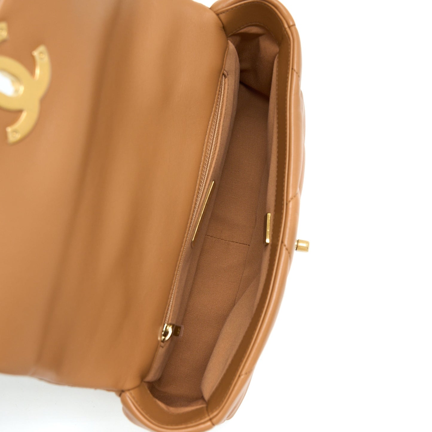 Chanel 22A Small 19 Bag Lambskin Caramel  (Microchip)