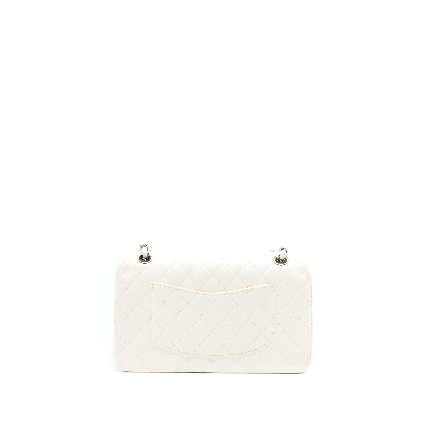 Chanel Medium Classic Double Flap Bag Caviar White  (Microchip)