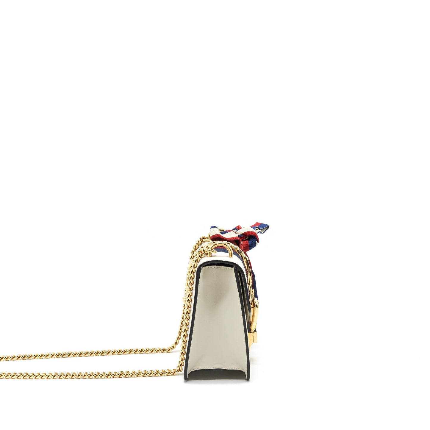 GUCCI SYLVIE MINI LEATHER CHAIN BAG IN WHITE