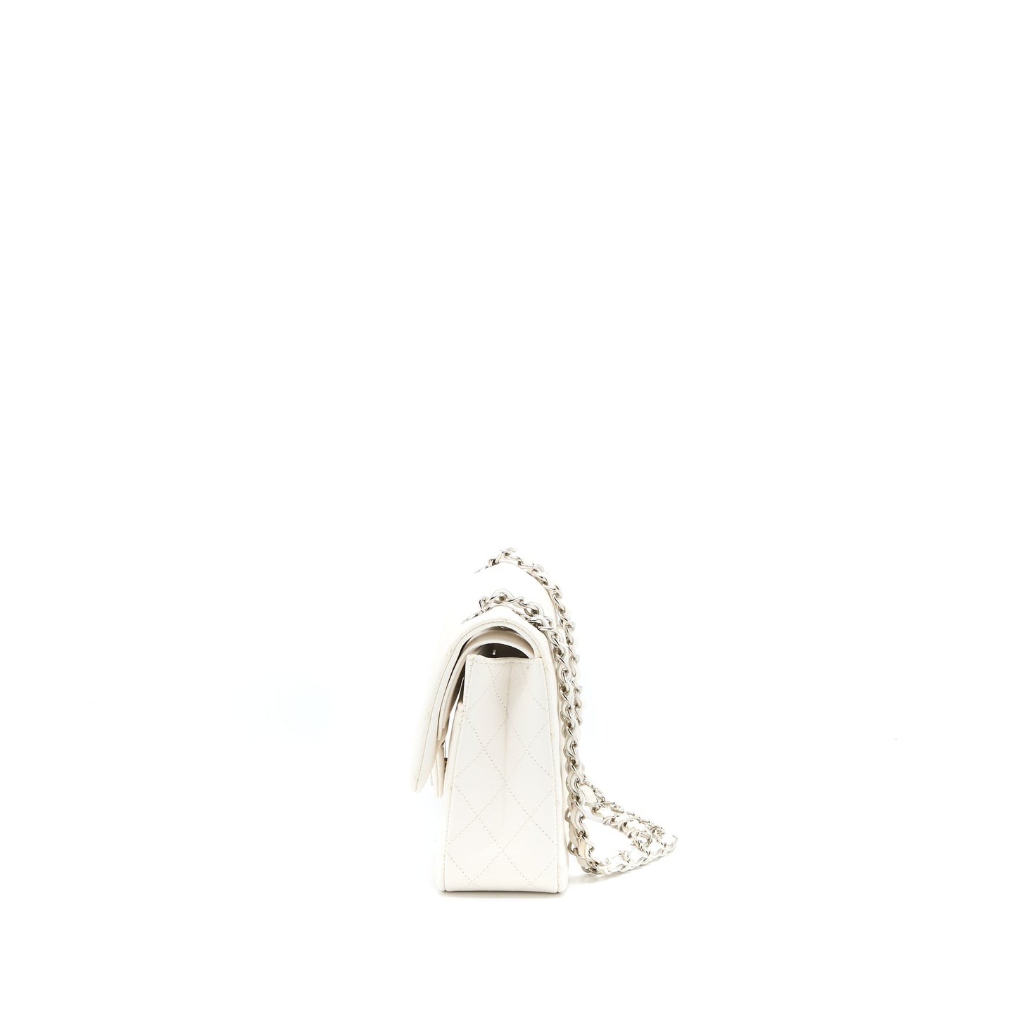 Chanel Medium Classic Double Flap Bag Caviar White  (Microchip)