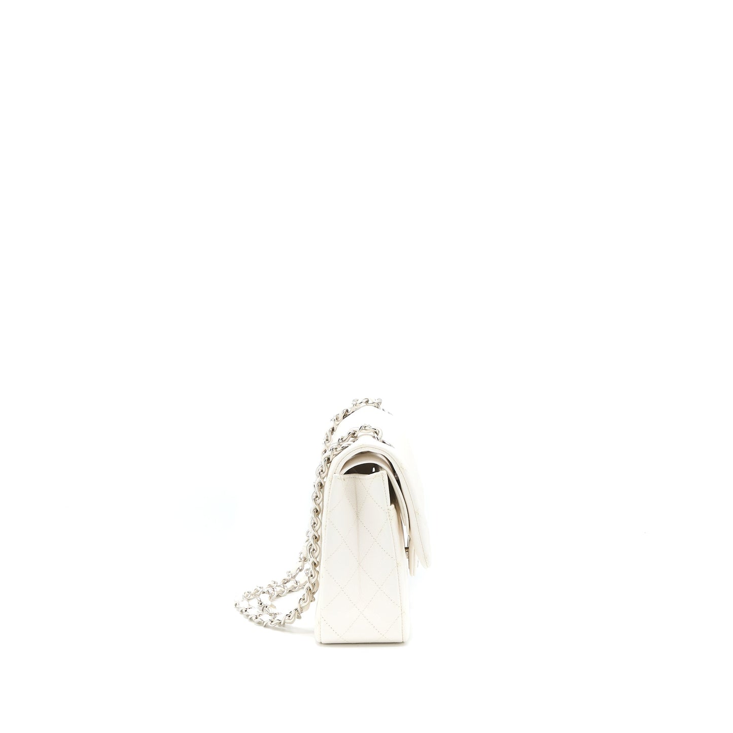 Chanel Medium Classic Double Flap Bag Caviar White  (Microchip)