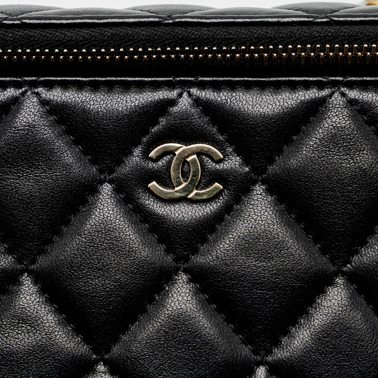 Chanel Long Vanity With Chain Lambskin Black L (Microchip)