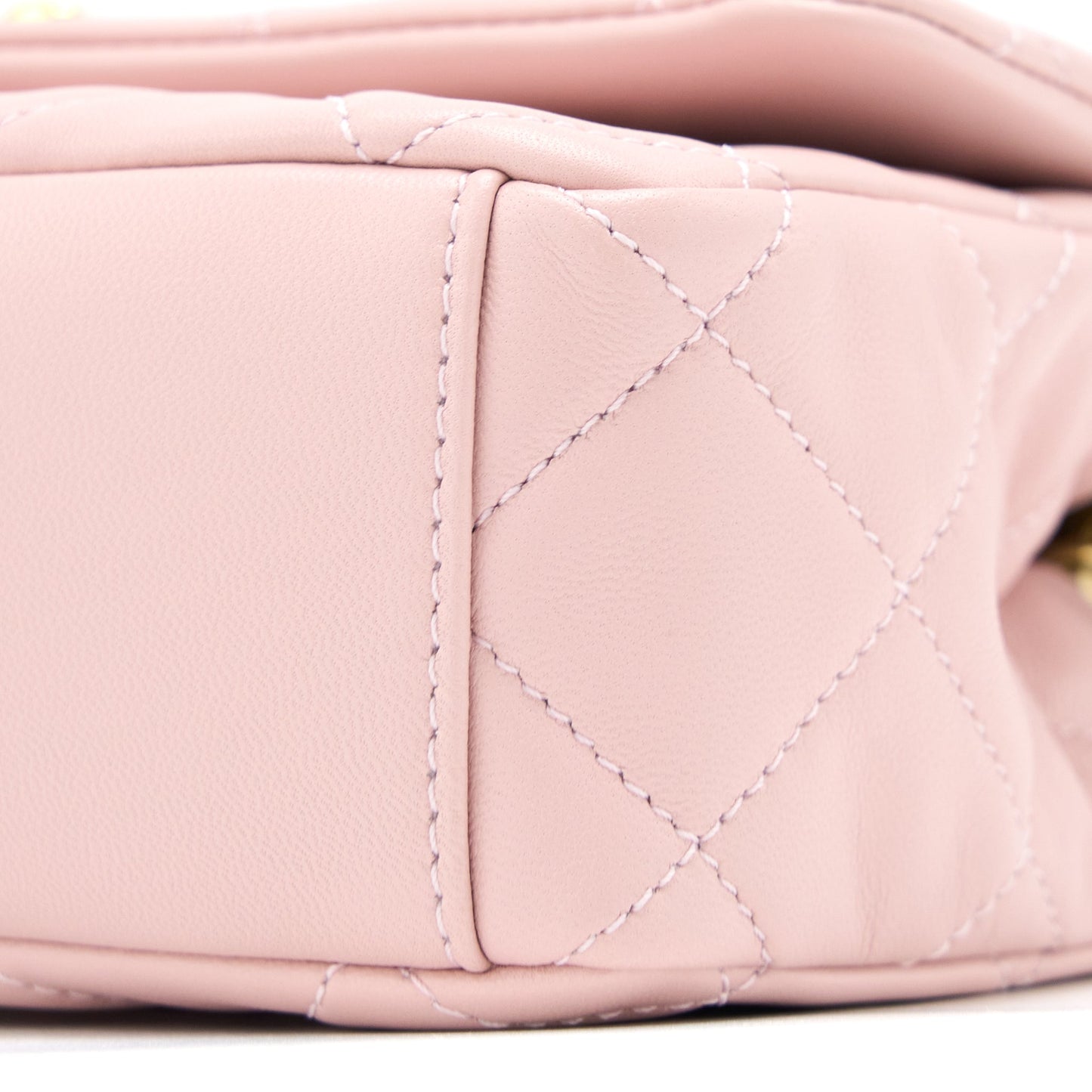 Chanel 22B Small Flap Bag With Gem Chain Lambskin Pink  (Microchip)