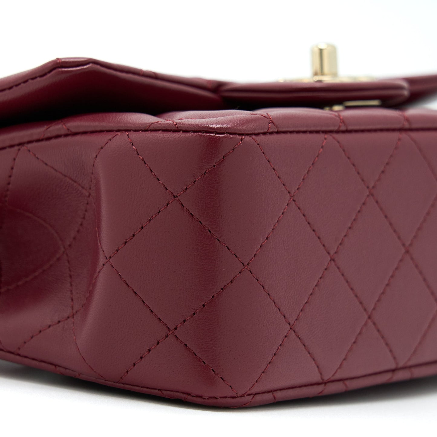 Chanel 22A Top Handle Mini Rectangular Flap Bag Lambskin Burgundy L
