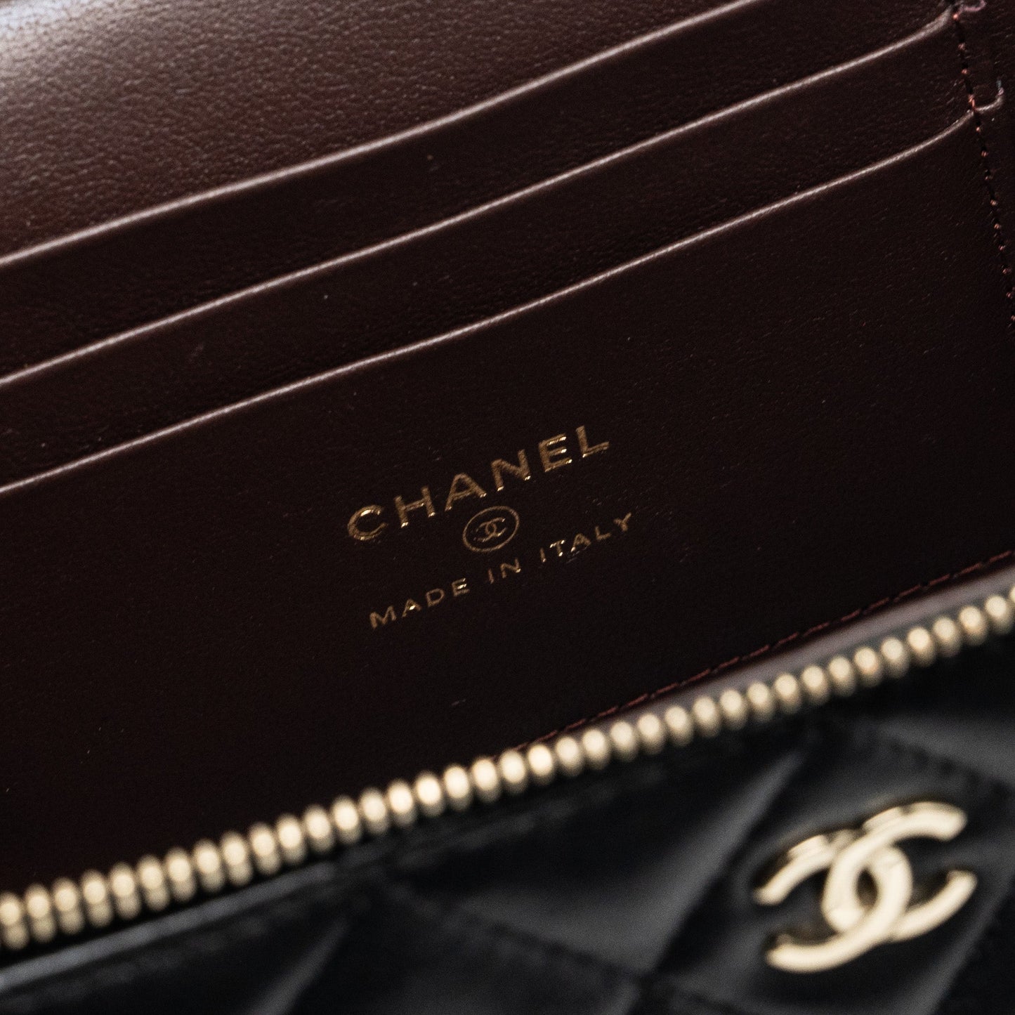 Chanel Long Vanity With Chain Lambskin Black L (Microchip)