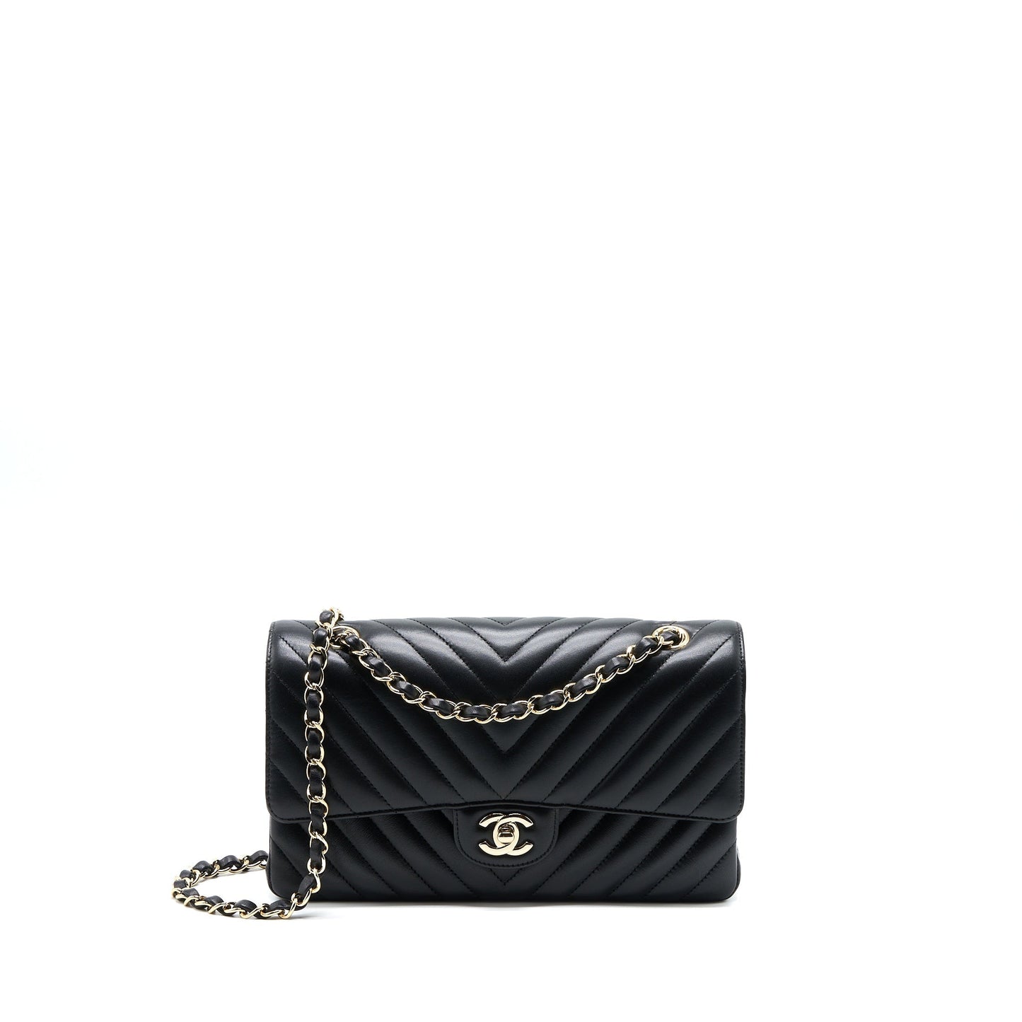 Chanel Medium Chevron Classic Double Flap Lambskin Black L